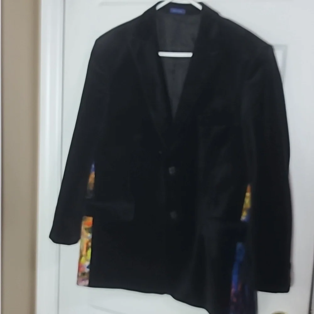 Blu Martini 2 Button Grafitti Back Blazer Sz.L